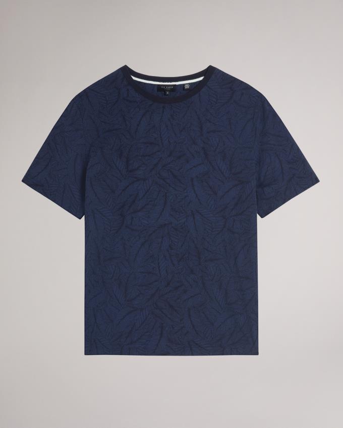 T-Shirt Ted Baker Short Sleeve Leaf Print Bleu Marine Homme | SBL-11384488